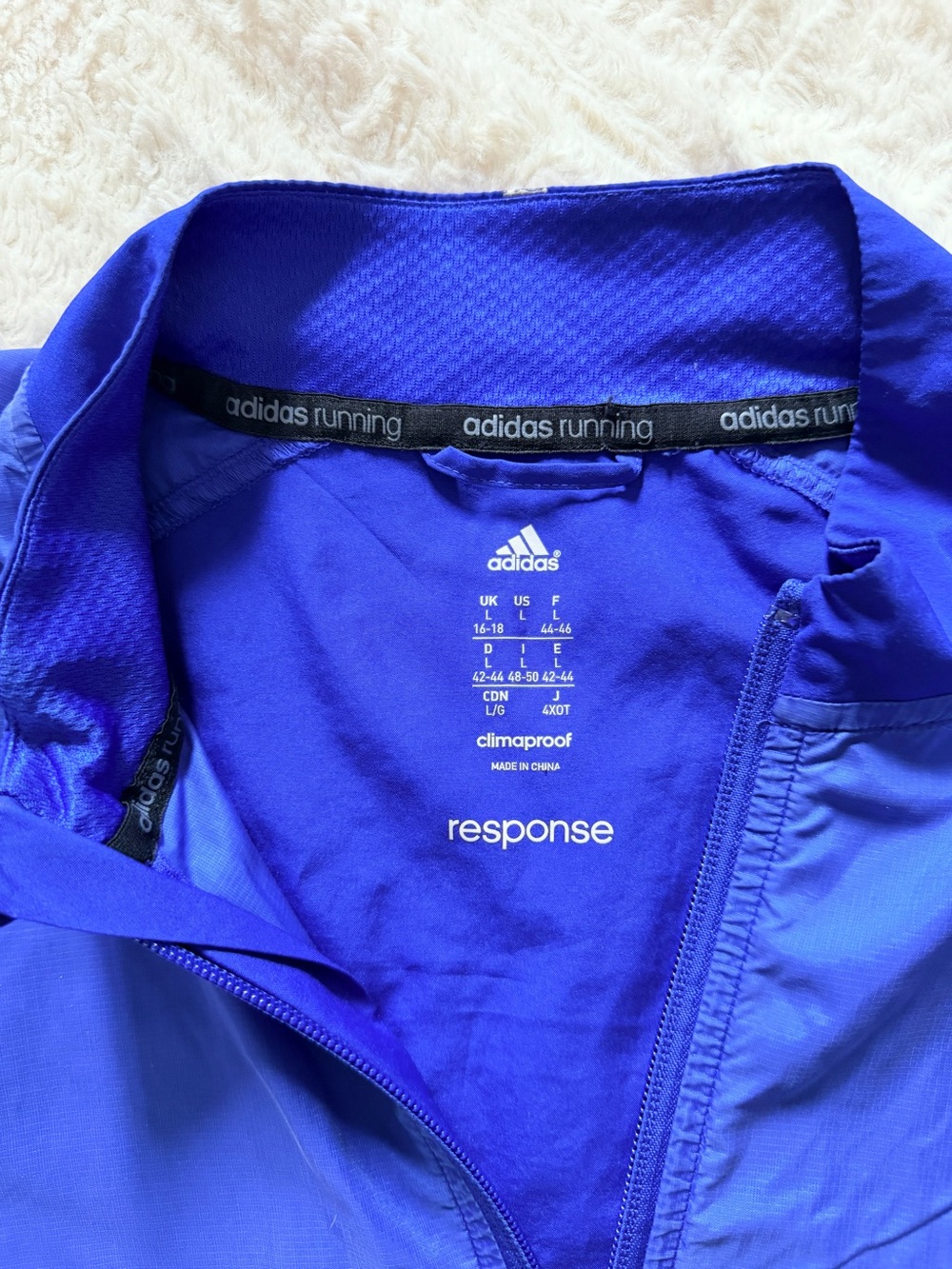 Adidas Response Windbreaker Full-Zip Running - Blue/Black- Kid Size L 16/18 - Picture 3 of 6